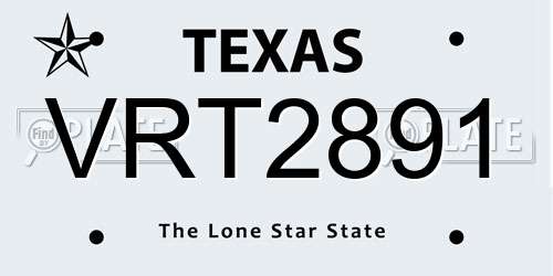 VRT2891 Texas License Plate