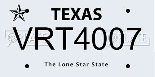 VRT4007 Texas License Plate