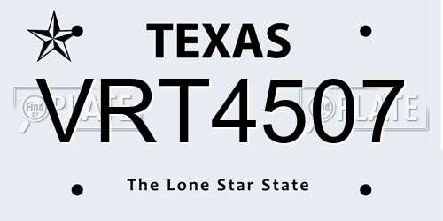VRT4507 Texas License Plate