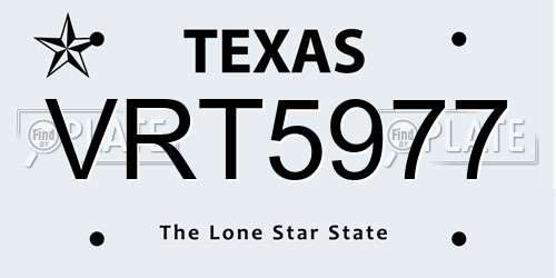 VRT5977 Texas License Plate