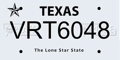 VRT6048 Texas License Plate