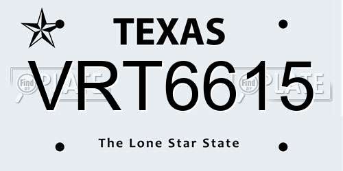 VRT6615 Texas License Plate