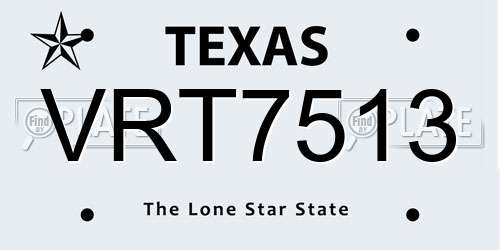 VRT7513 Texas License Plate
