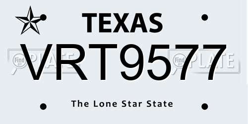 VRT9577 Texas License Plate