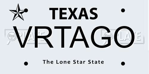 VRTAGO Texas License Plate