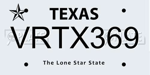 VRTX369 Texas License Plate