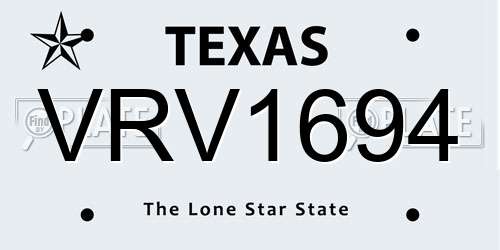 VRV1694 Texas License Plate