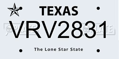 VRV2831 Texas License Plate
