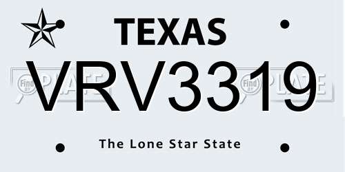VRV3319 Texas License Plate