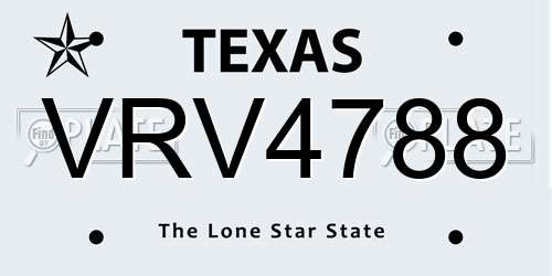 VRV4788 Texas License Plate
