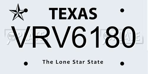 VRV6180 Texas License Plate
