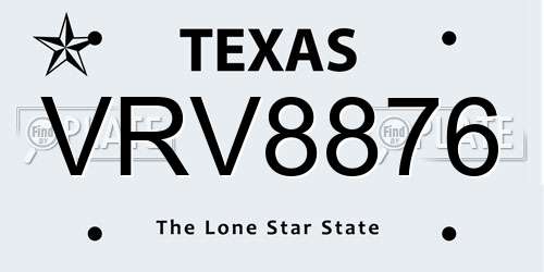 VRV8876 Texas License Plate