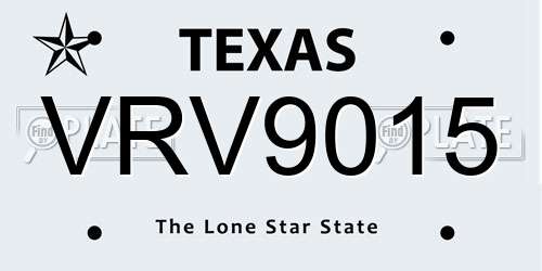 VRV9015 Texas License Plate
