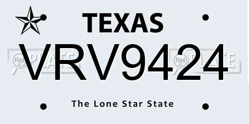 VRV9424 Texas License Plate