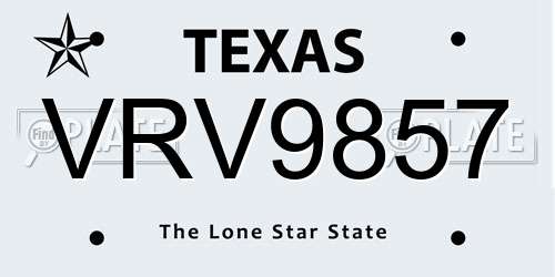 VRV9857 Texas License Plate