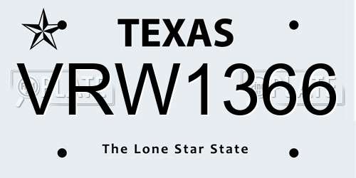 VRW1366 Texas License Plate