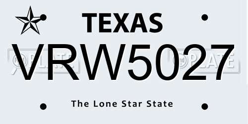 VRW5027 Texas License Plate