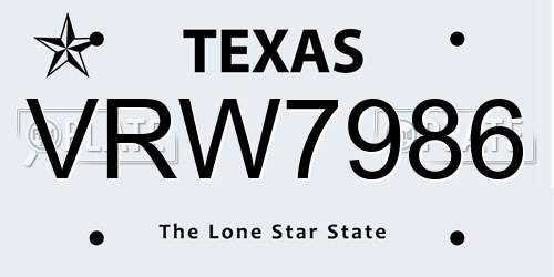 VRW7986 Texas License Plate