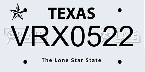VRX0522 Texas License Plate
