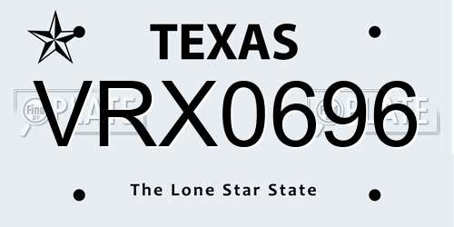 VRX0696 Texas License Plate