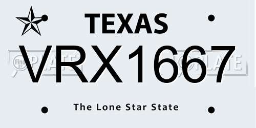 VRX1667 Texas License Plate