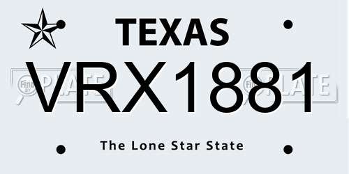 VRX1881 Texas License Plate