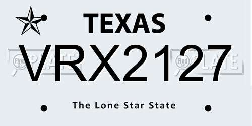 VRX2127 Texas License Plate