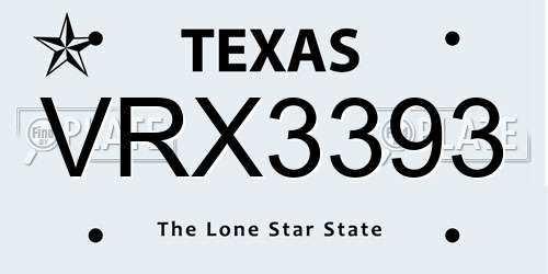 VRX3393 Texas License Plate