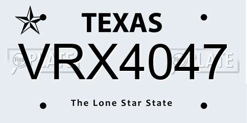 VRX4047 Texas License Plate