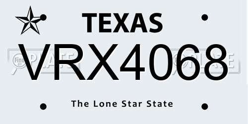 VRX4068 Texas License Plate