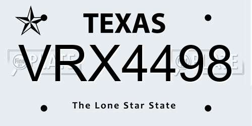 VRX4498 Texas License Plate