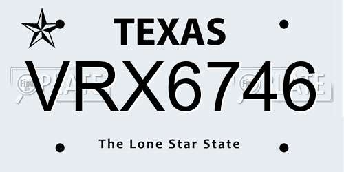 VRX6746 Texas License Plate