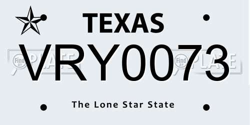VRY0073 Texas License Plate