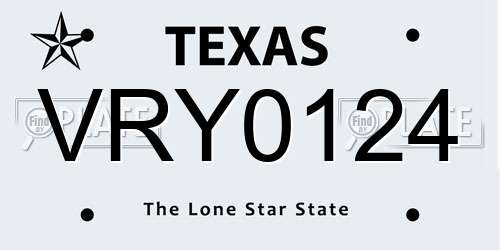 VRY0124 Texas License Plate