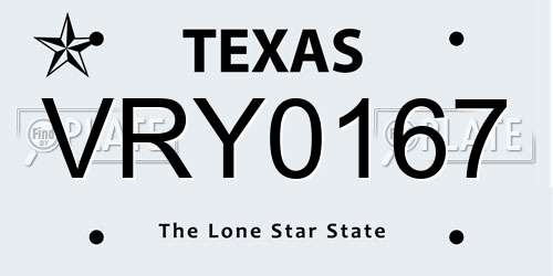 VRY0167 Texas License Plate