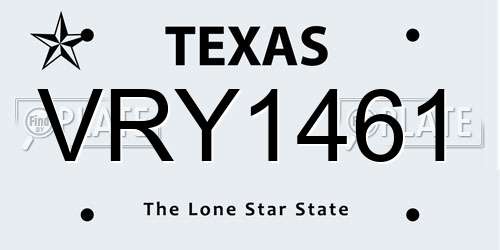 VRY1461 Texas License Plate