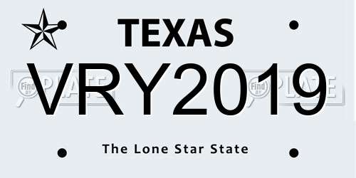 VRY2019 Texas License Plate