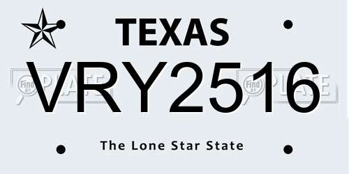 VRY2516 Texas License Plate