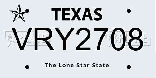 VRY2708 Texas License Plate