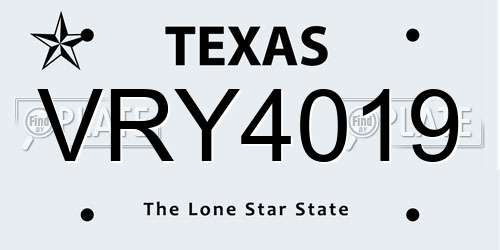VRY4019 Texas License Plate