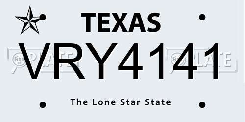 VRY4141 Texas License Plate