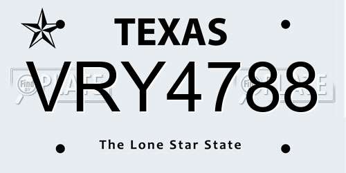 VRY4788 Texas License Plate