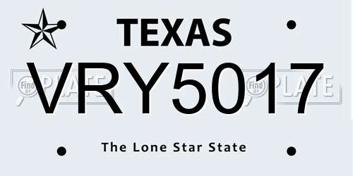 VRY5017 Texas License Plate