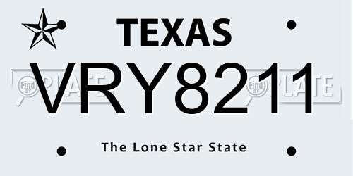 VRY8211 Texas License Plate