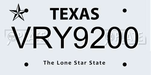 VRY9200 Texas License Plate