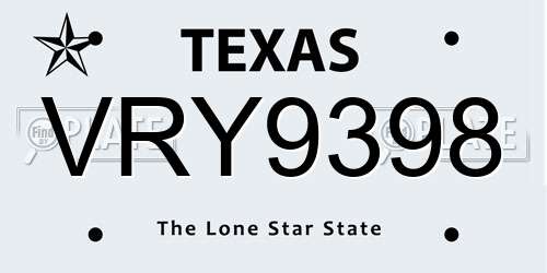VRY9398 Texas License Plate