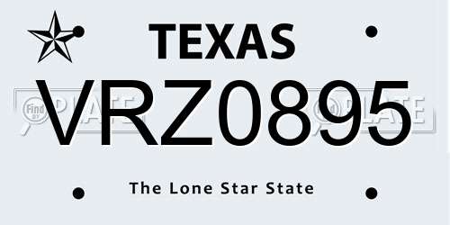 VRZ0895 Texas License Plate