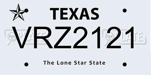 VRZ2121 Texas License Plate