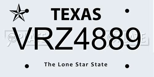 VRZ4889 Texas License Plate