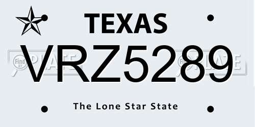 VRZ5289 Texas License Plate